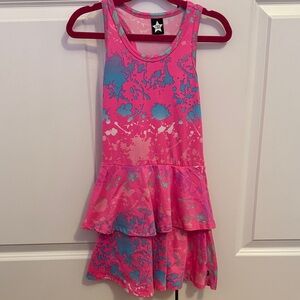Vibrant Pink and Blue Kids Sleeveless Dress